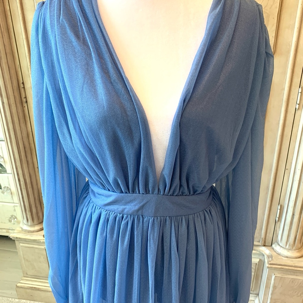 NEW, Blue Jumpsuit, Blue Romper, Long Sleeve Jumpsuit, Sheer Skirt, NWOT/Size XL - Picture 2 of 12